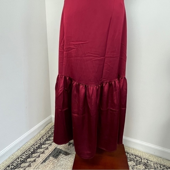 Jason Wu Alexandria Satin Midriff Cutout Midi Dress. Red. Medium. #591. NWOT - Picture 6 of 13